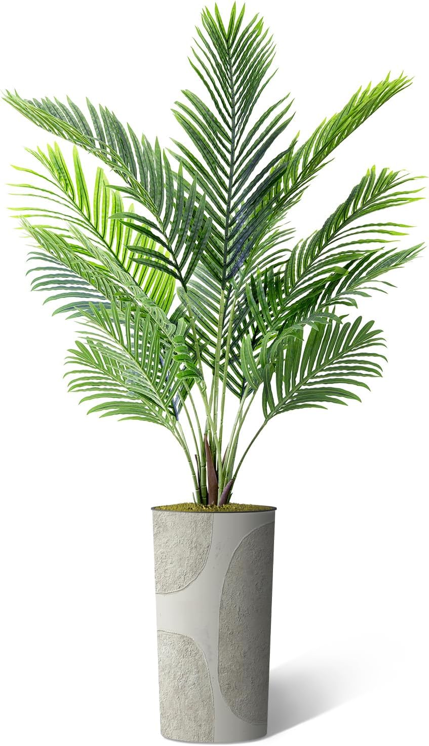 Artificial Tree in Optional Designed Pot, Fake Areca Tropical Palm Silk Tree for Indoor and Outdoor Home Decoration - 66" Overall Tall (Plant Pot Plus Tree)