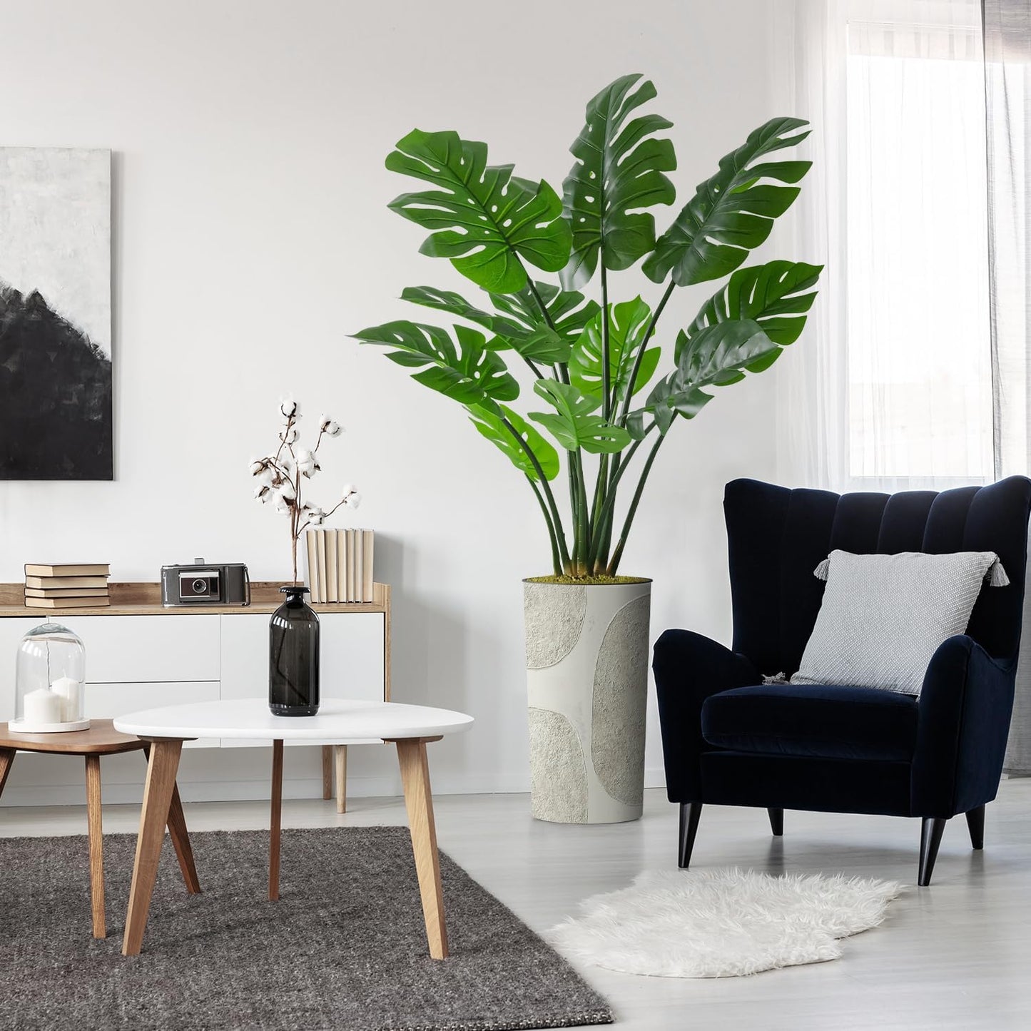 Artificial Tree in Optional Designed Pot, Fake Areca Tropical Palm Silk Tree for Indoor and Outdoor Home Decoration - 66" Overall Tall (Plant Pot Plus Tree)