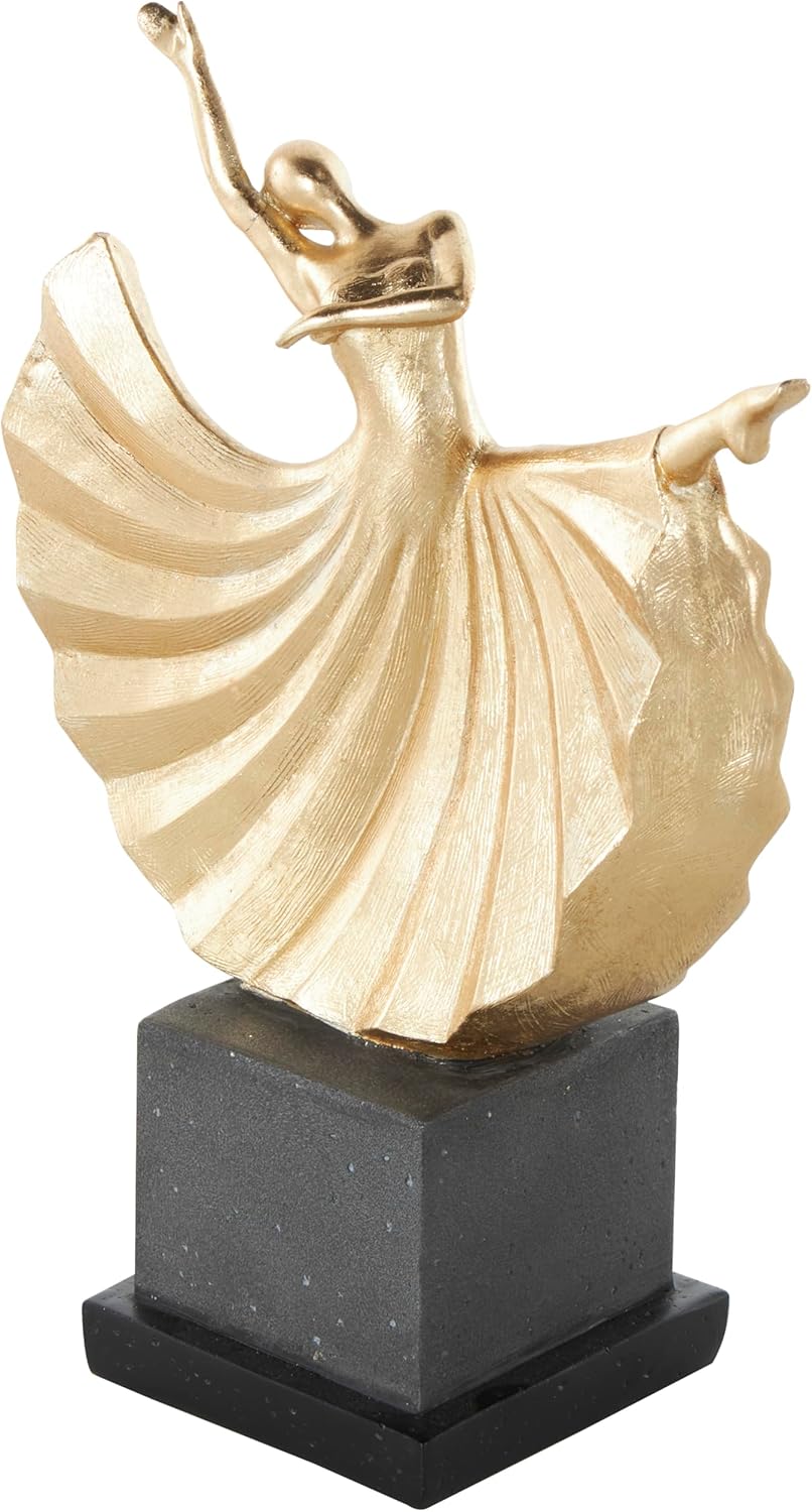 Deco 79 Polystone Dancer Decorative Sculpture Home Decor Statue, Accent Figurine 7" x 5" x 13", Brass