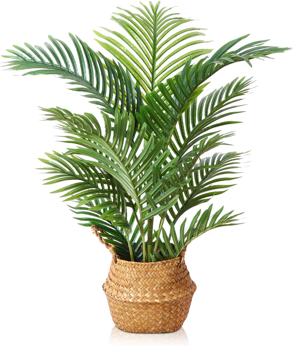 LOMANTO Fake Majesty Palm Plant 2Ft Artificial Plants for Home Decor Indoor Small Faux Trees in Pot Fake Tropical Plants for Housewarming Gift 1Pack