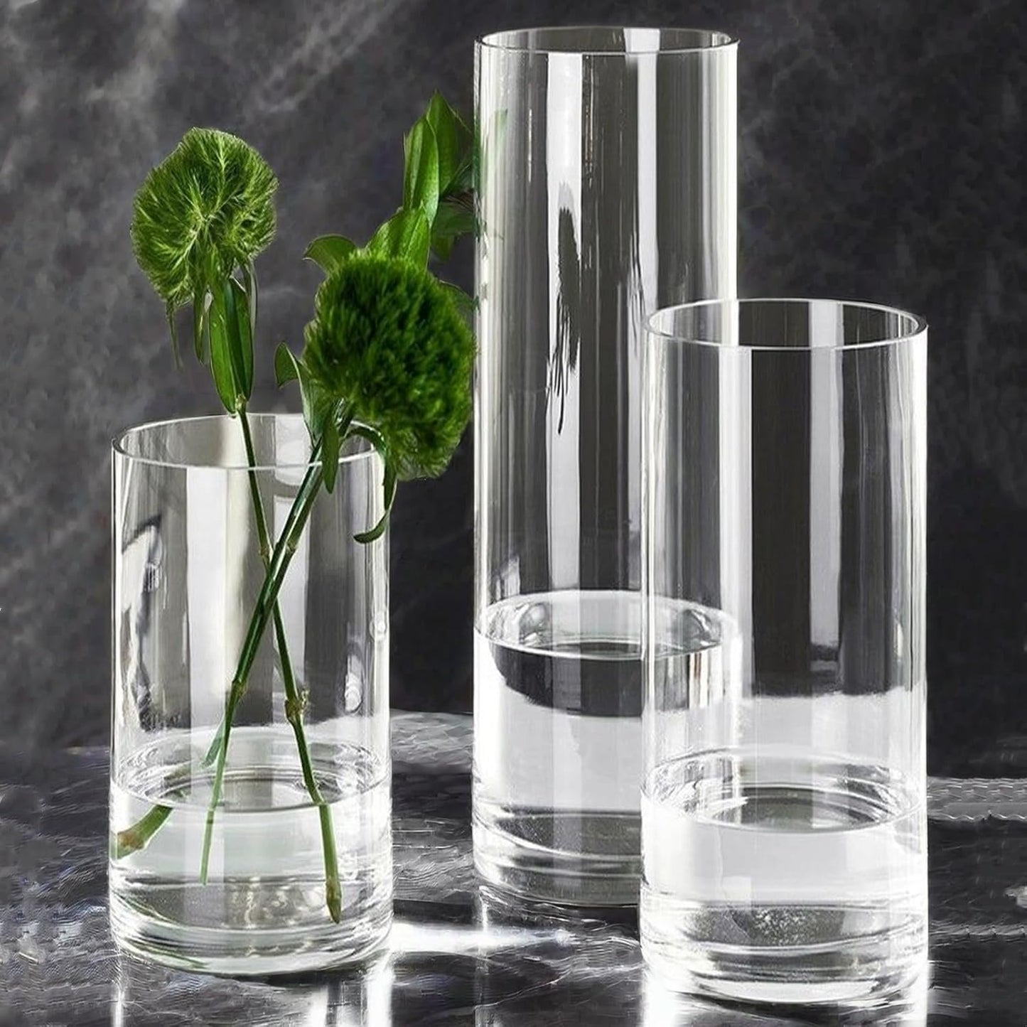 Extra Large Acrylic Cylinder Clear Vase for Floor, 20 in Tall Big Wide Mouth Plastic Unbreakable Hurricane Flower Vases of 3 for Home Decor (D 8", D 6", D 4.8" + 3 Holder)