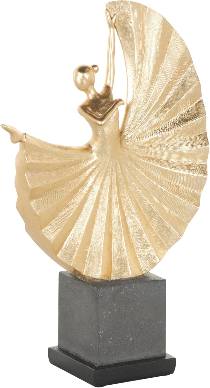 Deco 79 Polystone Dancer Decorative Sculpture Home Decor Statue, Accent Figurine 7" x 5" x 13", Brass