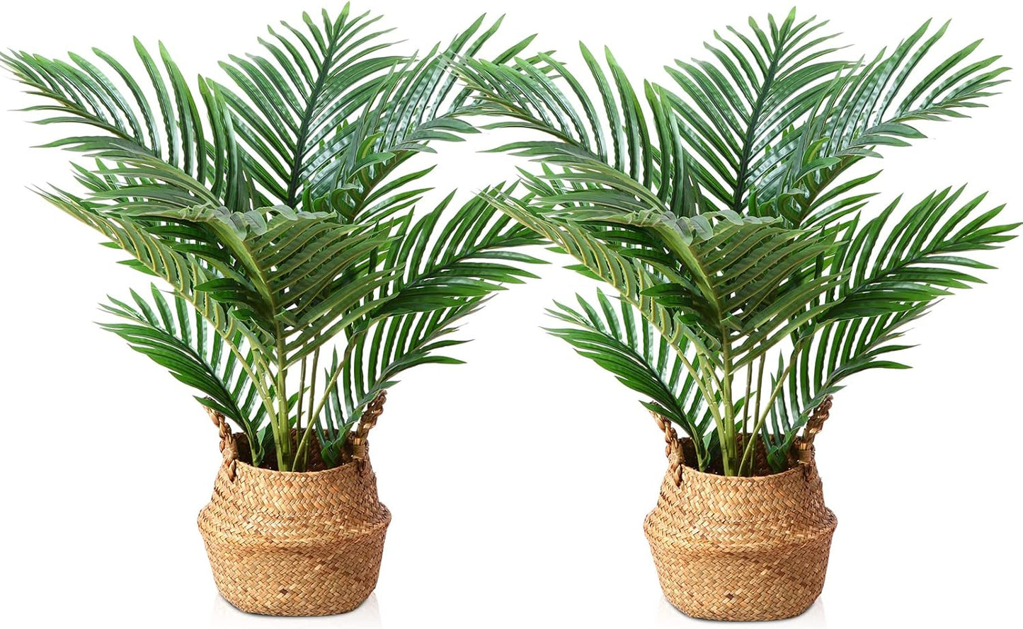 LOMANTO Fake Majesty Palm Plant 2Ft Artificial Plants for Home Decor Indoor Small Faux Trees in Pot Fake Tropical Plants for Housewarming Gift 1Pack