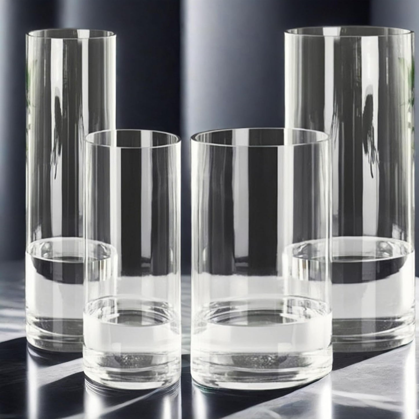 Extra Large Acrylic Cylinder Clear Vase for Floor, 20 in Tall Big Wide Mouth Plastic Unbreakable Hurricane Flower Vases of 3 for Home Decor (D 8", D 6", D 4.8" + 3 Holder)