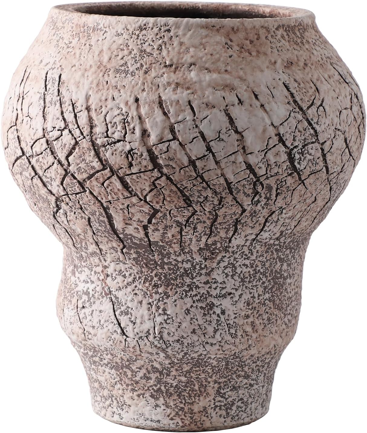 ALMA Handmade Pinky Beige Textured Vase 18 Inch Tall|Large Rustic Floor Vase for Pampas Grass|for Modern Farmhouse Decor, Living Room,Entryway Table Decor