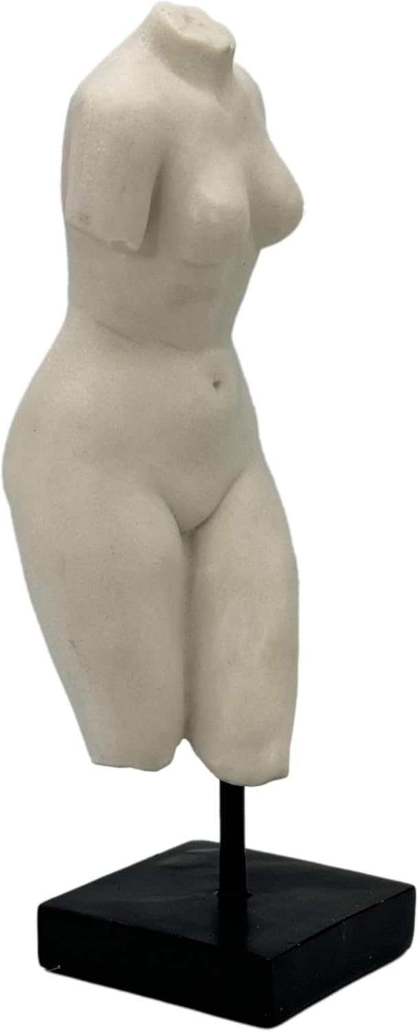 Galt International 13.5" Poly Marble Body Statue w/Black Pedestal Stand for Home Decor - Greek God Sculpture Mythology Stone-Like Marble-Feel Accent (Woman)