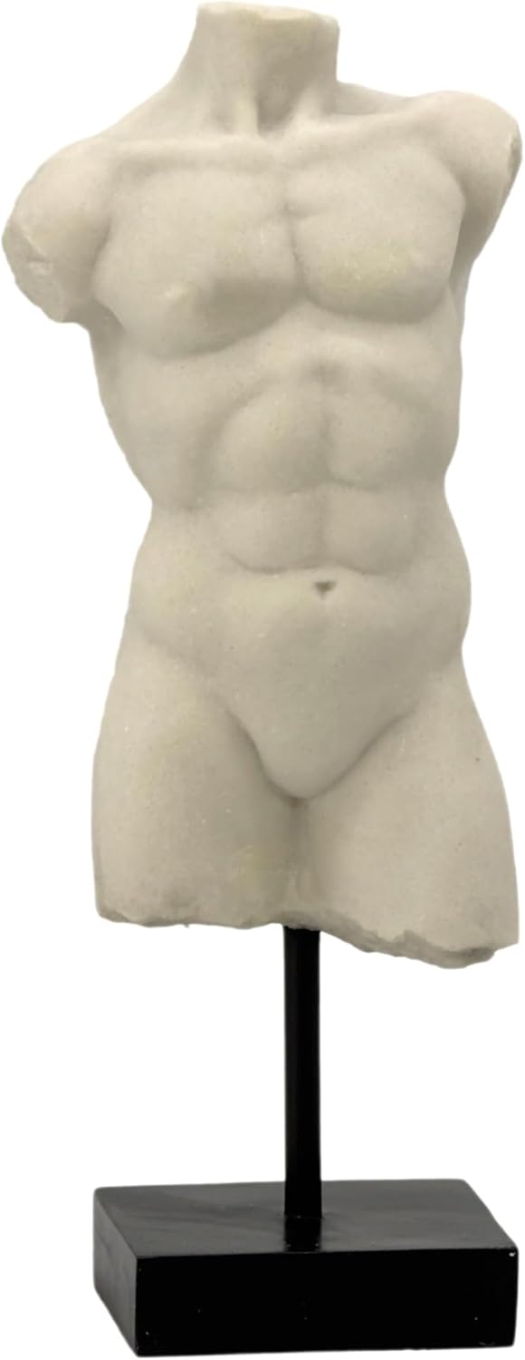Galt International 13.5" Poly Marble Body Statue w/Black Pedestal Stand for Home Decor - Greek God Sculpture Mythology Stone-Like Marble-Feel Accent (Woman)