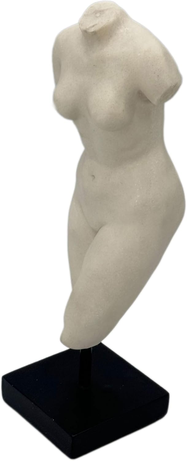 Galt International 13.5" Poly Marble Body Statue w/Black Pedestal Stand for Home Decor - Greek God Sculpture Mythology Stone-Like Marble-Feel Accent (Woman)