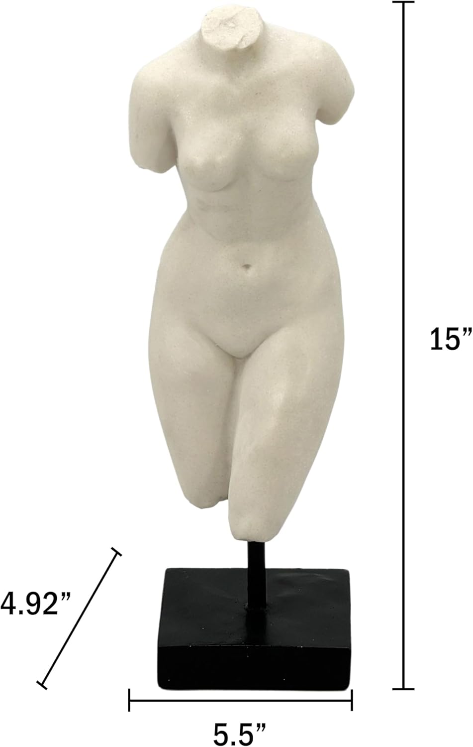 Galt International 13.5" Poly Marble Body Statue w/Black Pedestal Stand for Home Decor - Greek God Sculpture Mythology Stone-Like Marble-Feel Accent (Woman)