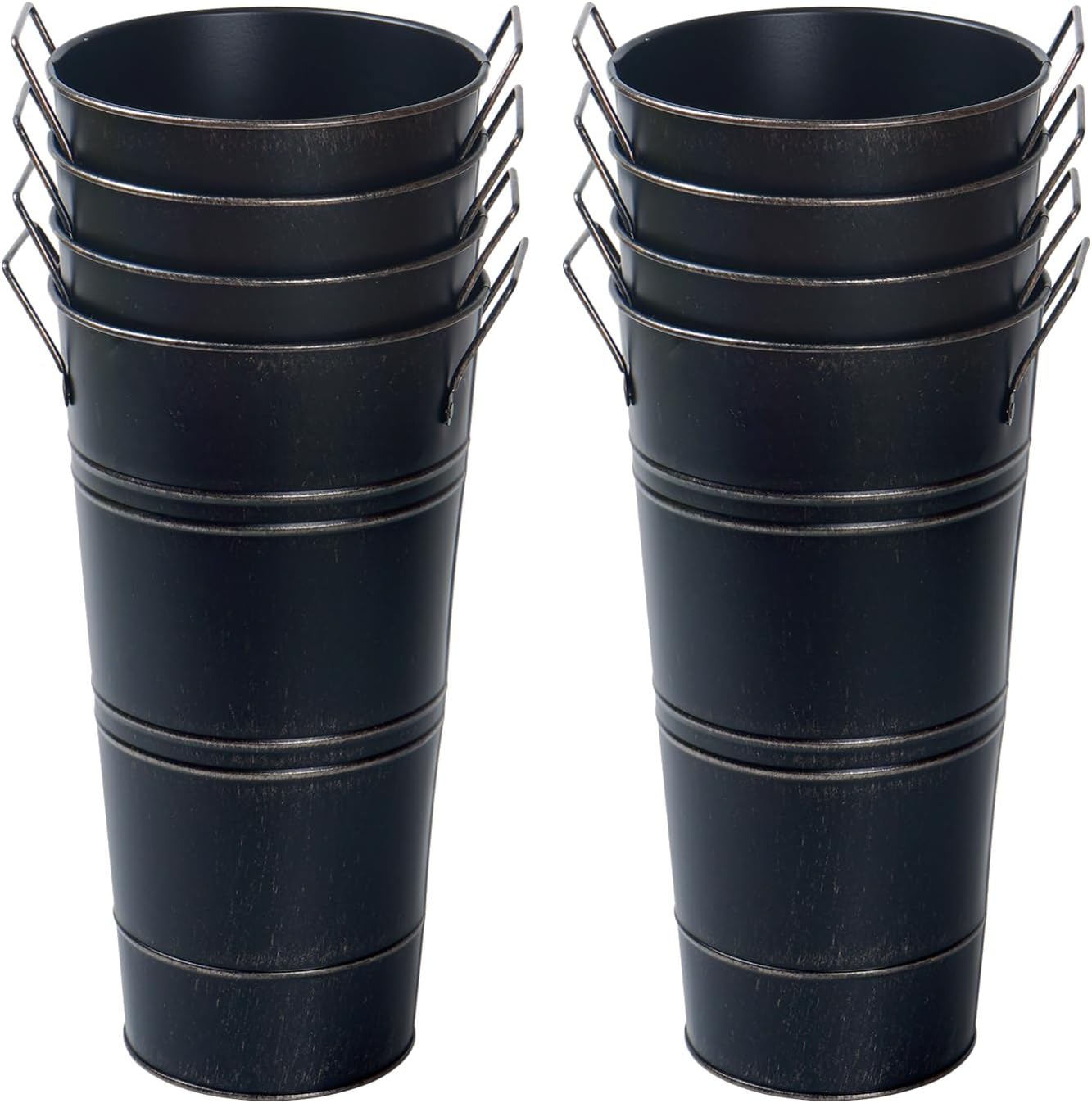 Notakia Galvanized Metal Vases Farmhouse French Flower Bucket Vases for Cut Flowers for Home Decor and Wedding Table Centerpiece Decorations (Beige Set of 8)