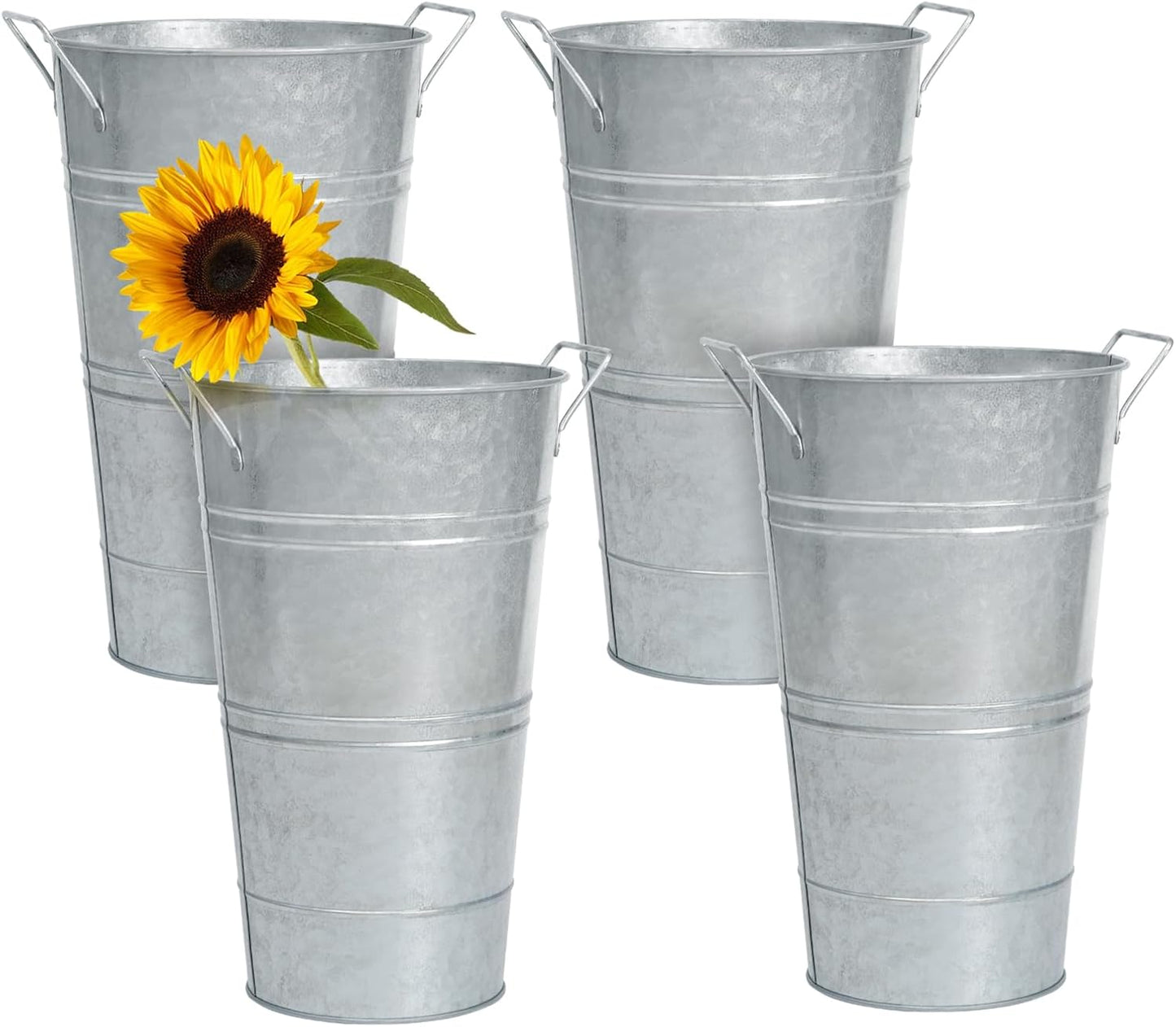 Notakia Galvanized Metal Vases Farmhouse French Flower Bucket Vases for Cut Flowers for Home Decor and Wedding Table Centerpiece Decorations (Beige Set of 8)