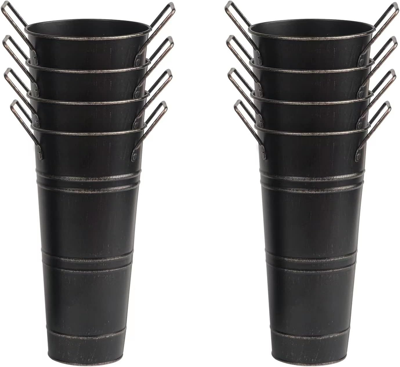 Notakia Galvanized Metal Vases Farmhouse French Flower Bucket Vases for Cut Flowers for Home Decor and Wedding Table Centerpiece Decorations (Beige Set of 8)