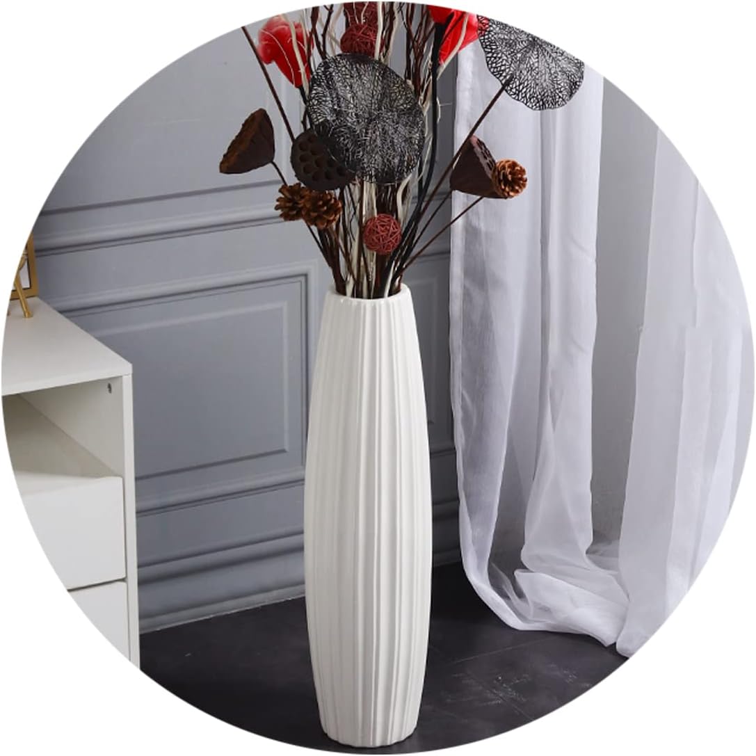 White Tall Floor Vase, 24" Ceramic Large Vase, Decorative Flower Vases for Modern Home Decor Living Room Office Bedroom Kitchen Wedding Centerpieces Farmhouse Décor