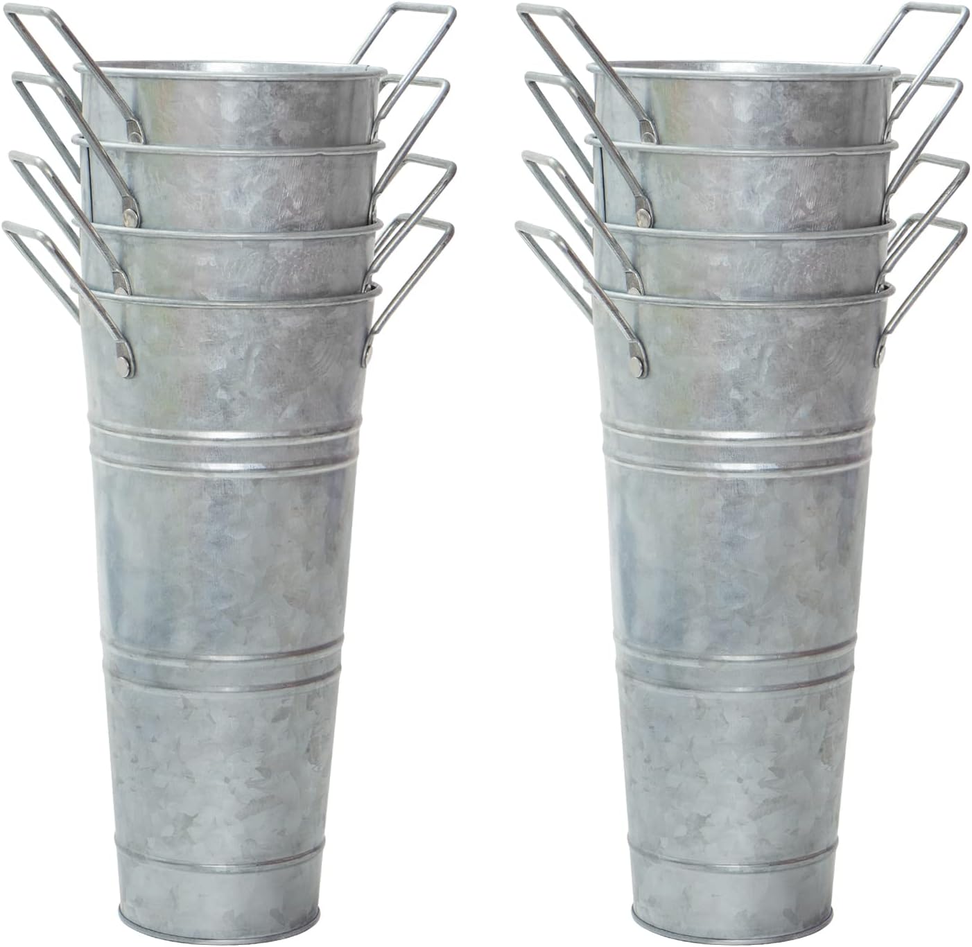Notakia Galvanized Metal Vases Farmhouse French Flower Bucket Vases for Cut Flowers for Home Decor and Wedding Table Centerpiece Decorations (Beige Set of 8)