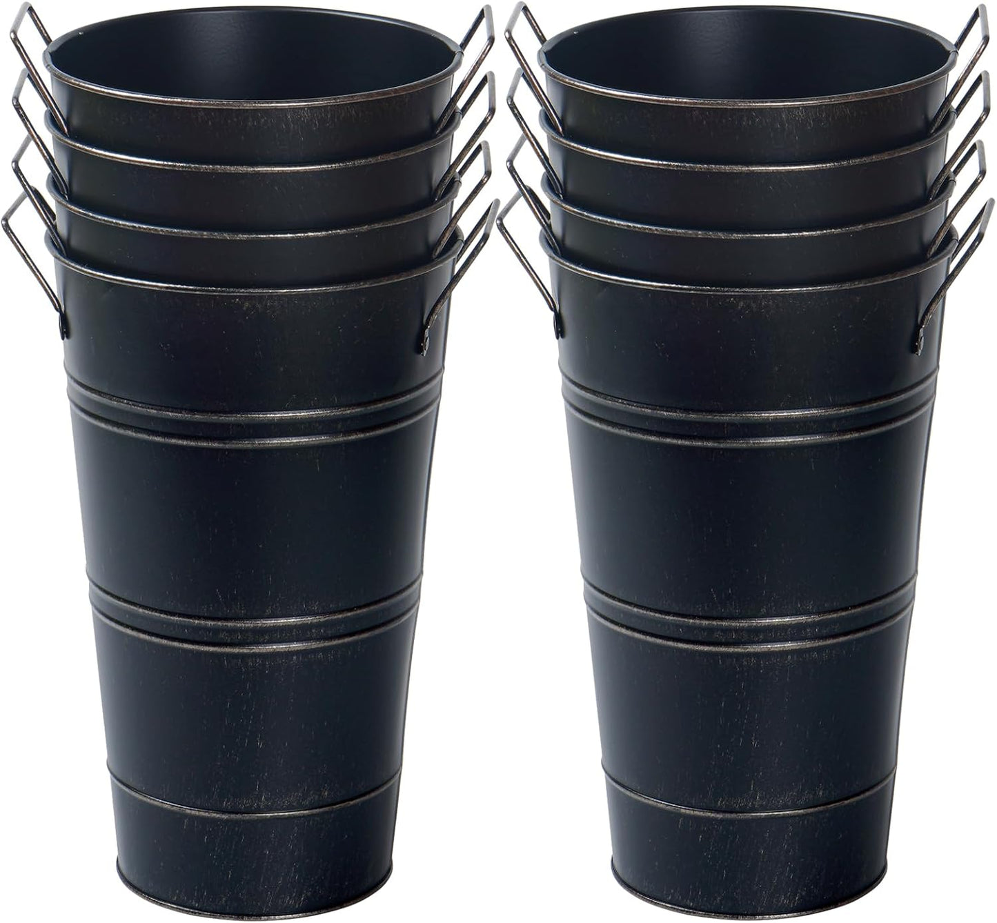 Notakia Galvanized Metal Vases Farmhouse French Flower Bucket Vases for Cut Flowers for Home Decor and Wedding Table Centerpiece Decorations (Beige Set of 8)