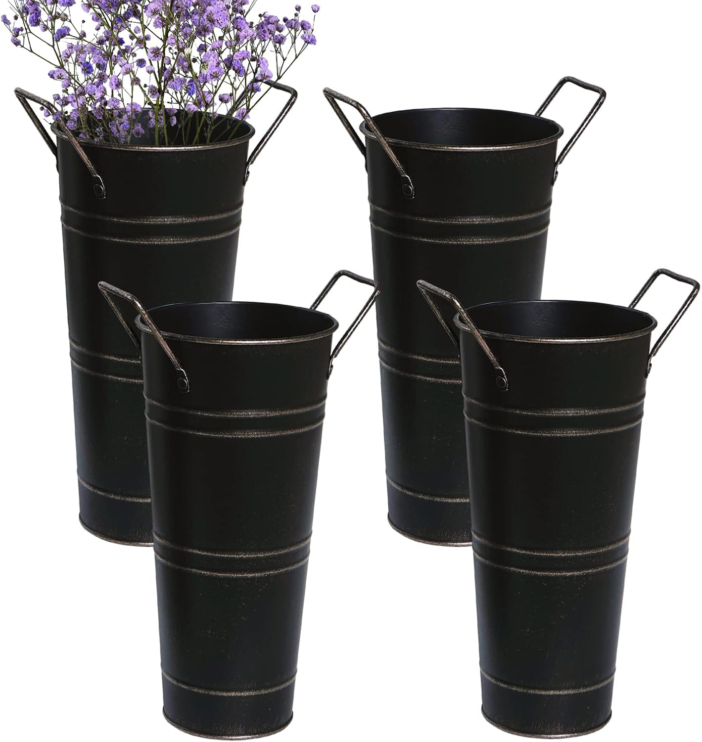 Notakia Galvanized Metal Vases Farmhouse French Flower Bucket Vases for Cut Flowers for Home Decor and Wedding Table Centerpiece Decorations (Beige Set of 8)