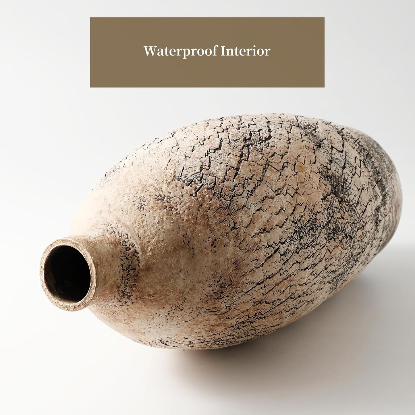 ALMA Handmade Pinky Beige Textured Vase 18 Inch Tall|Large Rustic Floor Vase for Pampas Grass|for Modern Farmhouse Decor, Living Room,Entryway Table Decor