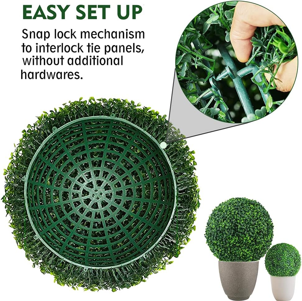 Artificial Plant Boxwood Topiary Balls 2PCS 15.7" UV Protected 4 Layers Faux Plants Decorative Balls for Outdoor Patio Garden Balcony Backyard and Indoor Home Wedding Decoration, Dark Green