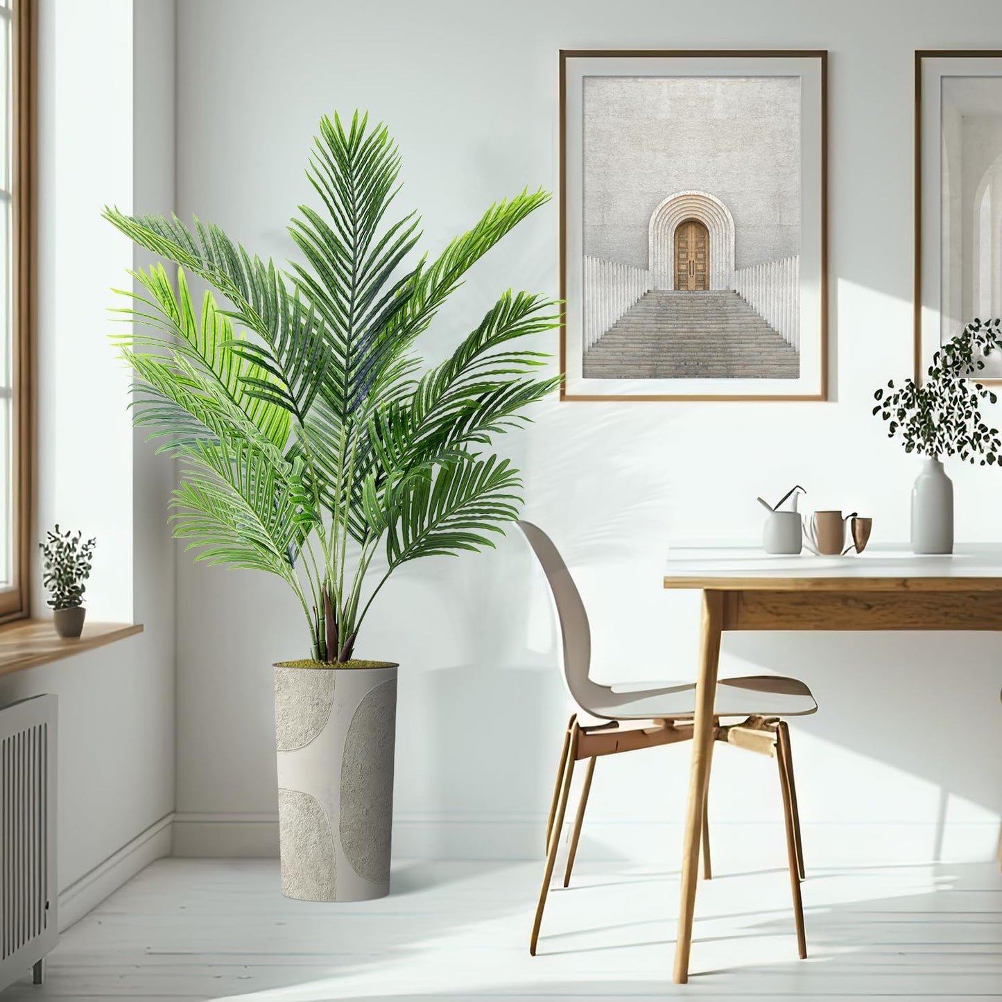 Artificial Tree in Optional Designed Pot, Fake Areca Tropical Palm Silk Tree for Indoor and Outdoor Home Decoration - 66" Overall Tall (Plant Pot Plus Tree)