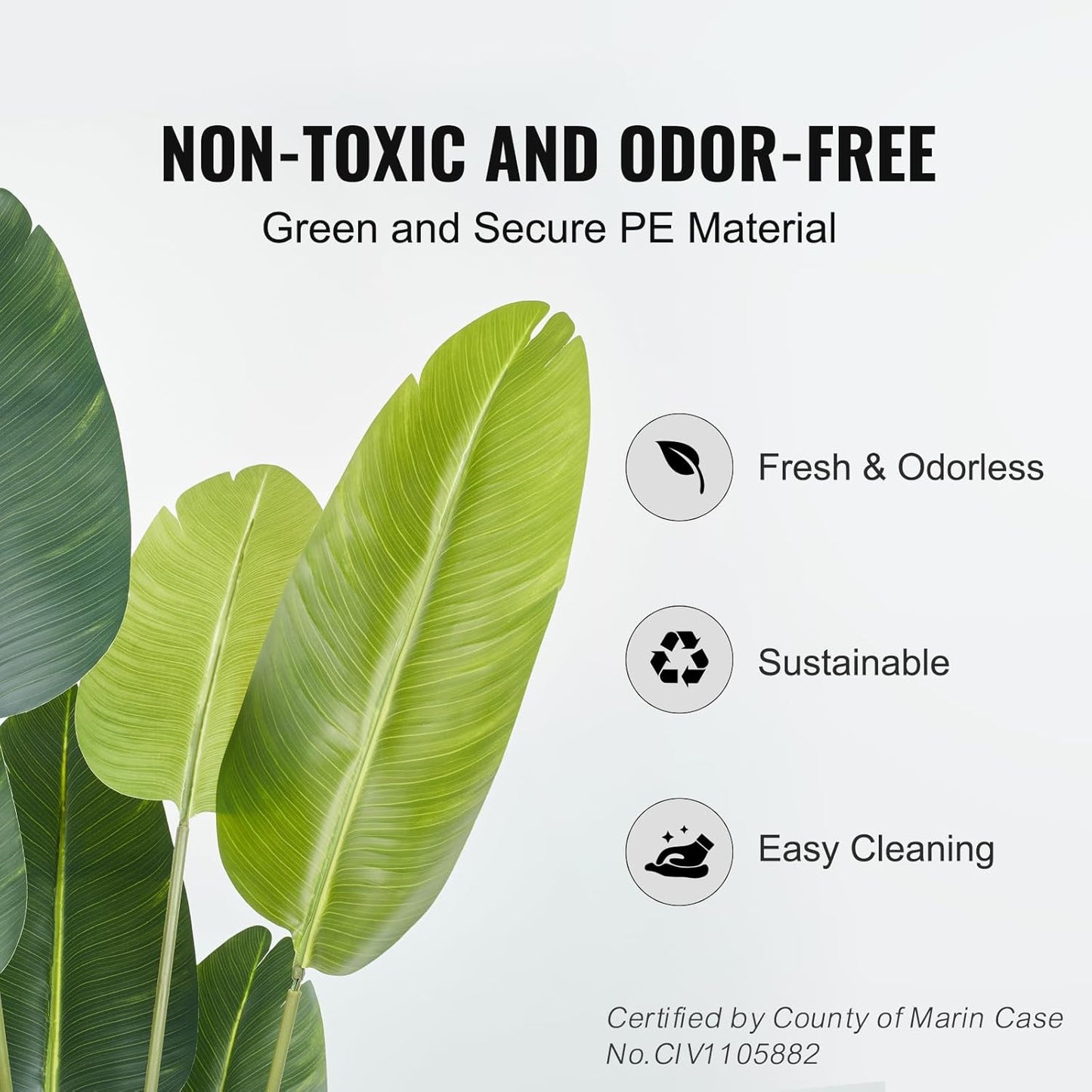 VEVOR Artificial Bird of Paradise Tree, 5 FT Tall Faux Plant, PE Material & Anti-Tip Tilt Protection Low-Maintenance Plant, Lifelike Green Fake Tree for Home Office Warehouse Decor Indoor Outdoor