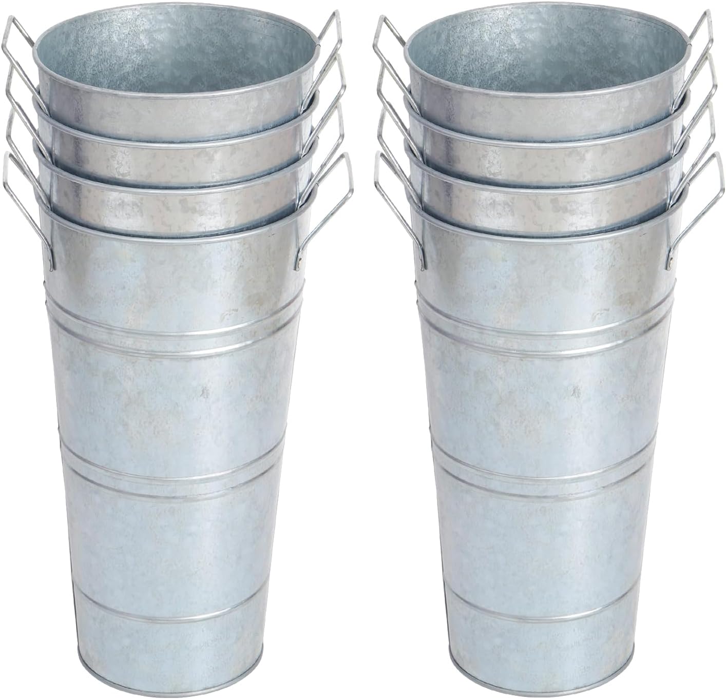 Notakia Galvanized Metal Vases Farmhouse French Flower Bucket Vases for Cut Flowers for Home Decor and Wedding Table Centerpiece Decorations (Beige Set of 8)