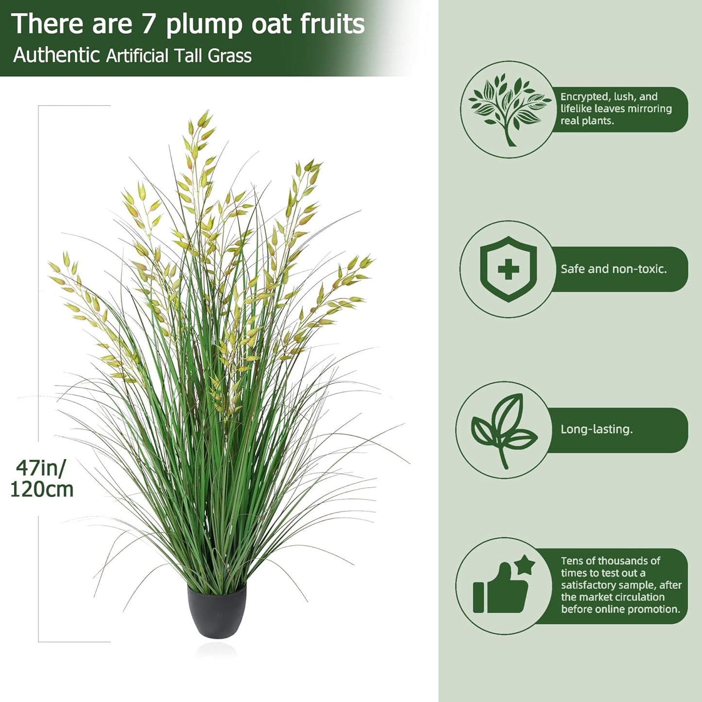 Artificial Plants Artificial Wheat Grass Faux Plants Artificial Grass Plant Fake Green Plants Tall Fake Plants Tall Suitable for Indoor Home Decor Outdoor Porch Terrace Decor（47In，1pack）