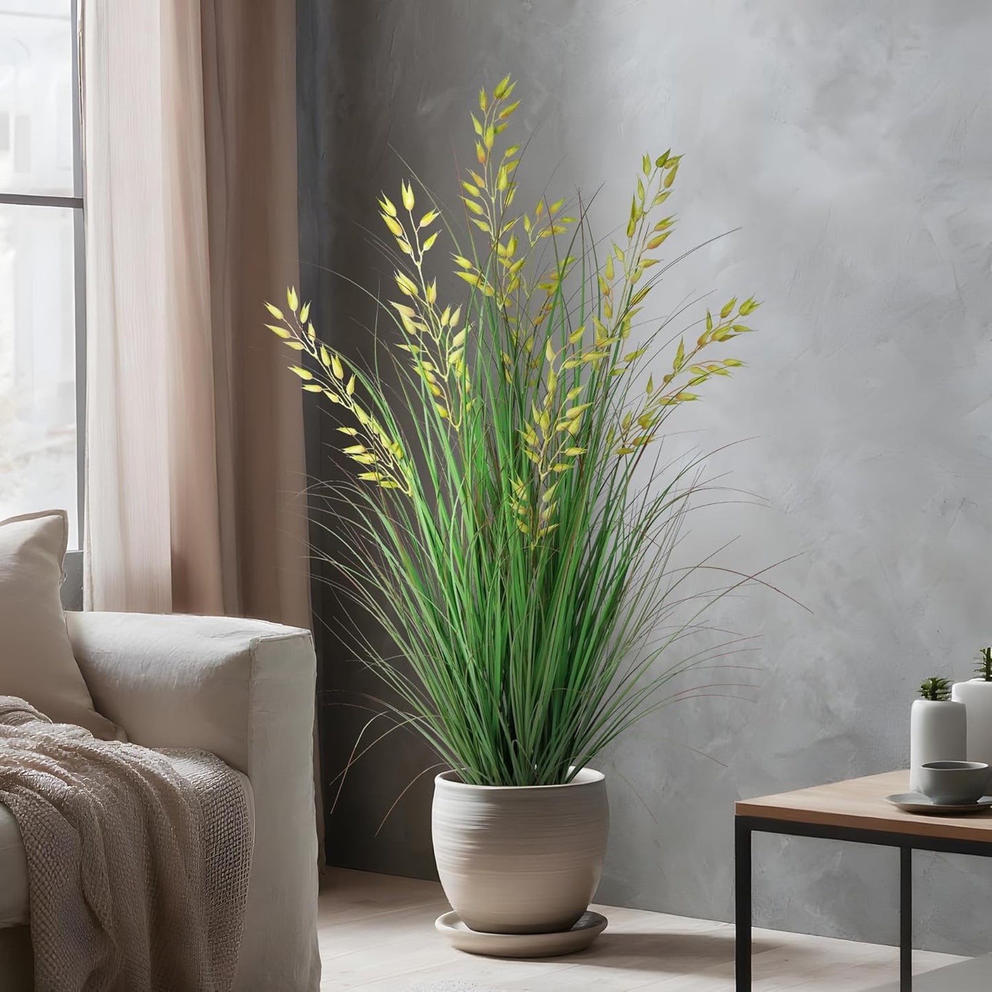 Artificial Plants Artificial Wheat Grass Faux Plants Artificial Grass Plant Fake Green Plants Tall Fake Plants Tall Suitable for Indoor Home Decor Outdoor Porch Terrace Decor（47In，1pack）