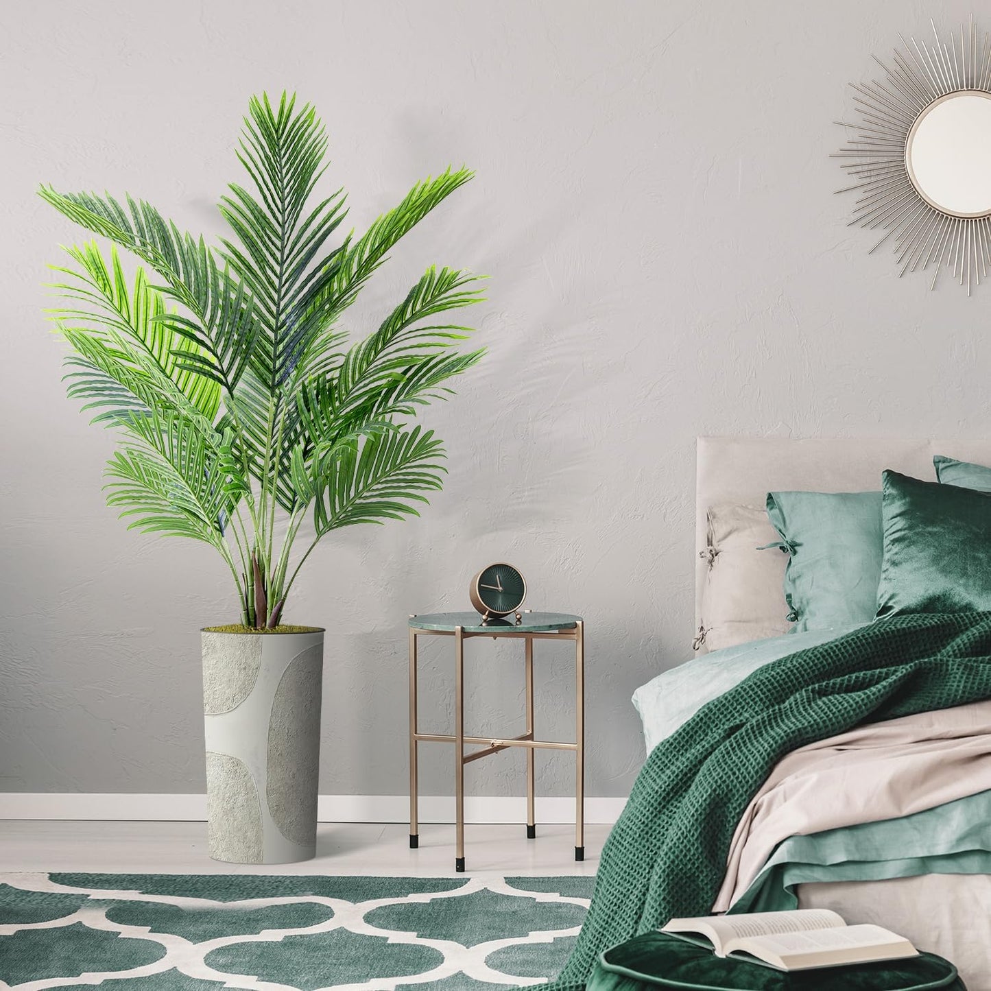 Artificial Tree in Optional Designed Pot, Fake Areca Tropical Palm Silk Tree for Indoor and Outdoor Home Decoration - 66" Overall Tall (Plant Pot Plus Tree)