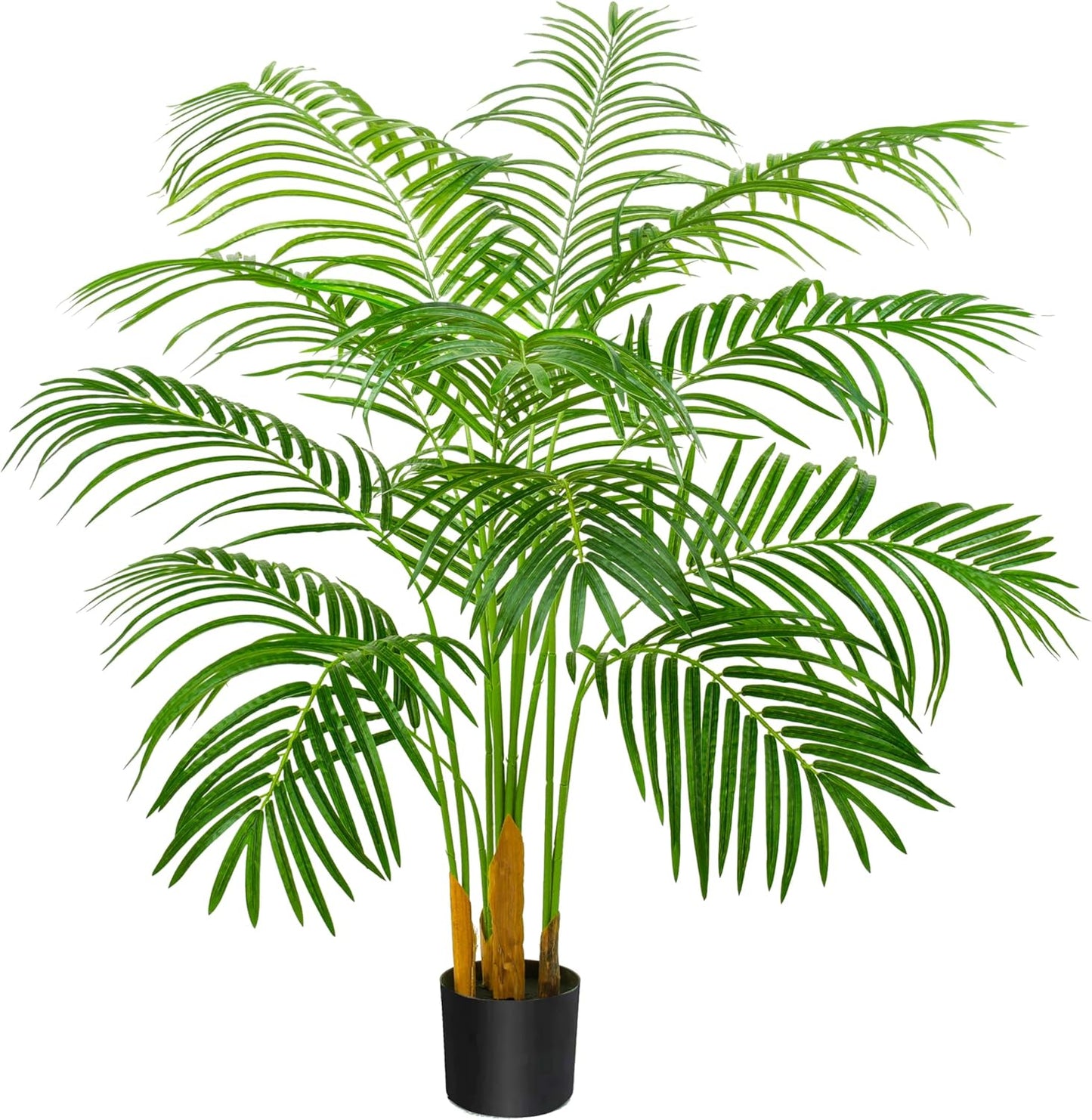 Artificial Fake Palm Tree 4FT Tropical Faux Palm Trees in Pot with 13 Trunks and Real Bark Design Areca Floor Plant Faux Palm Plant for Indoor Outdoor Home Decor