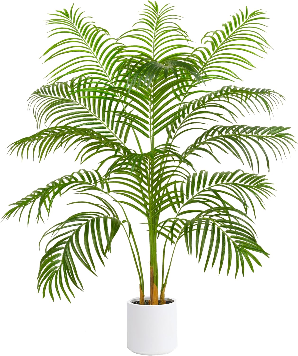Artificial Fake Palm Tree 4FT Tropical Faux Palm Trees in Pot with 13 Trunks and Real Bark Design Areca Floor Plant Faux Palm Plant for Indoor Outdoor Home Decor