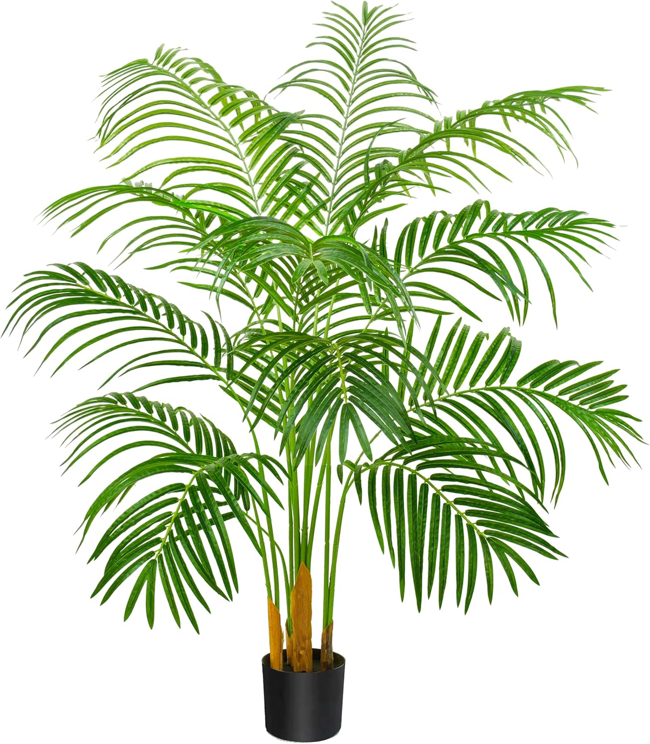 Artificial Fake Palm Tree 4FT Tropical Faux Palm Trees in Pot with 13 Trunks and Real Bark Design Areca Floor Plant Faux Palm Plant for Indoor Outdoor Home Decor