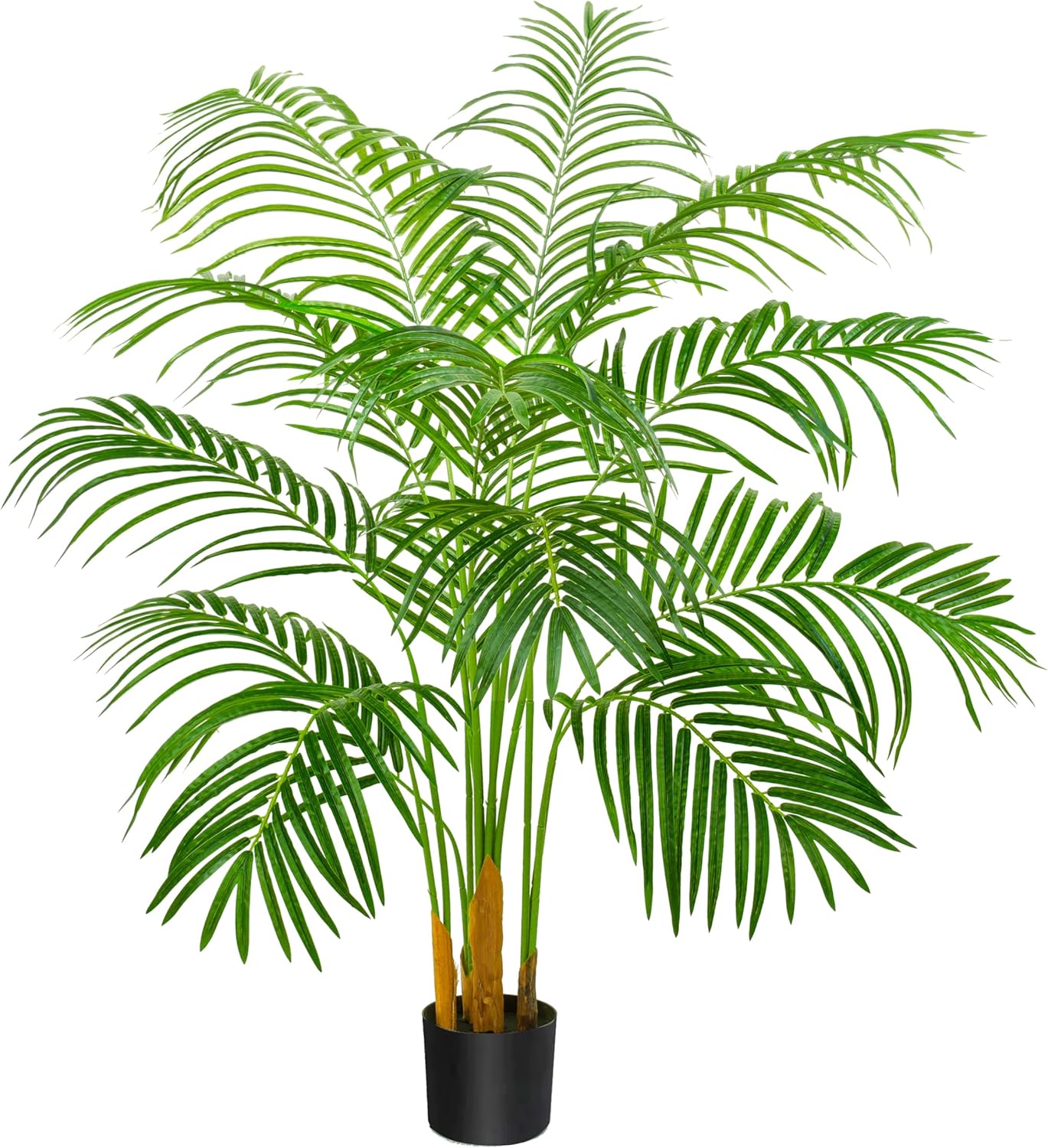 Artificial Fake Palm Tree 4FT Tropical Faux Palm Trees in Pot with 13 Trunks and Real Bark Design Areca Floor Plant Faux Palm Plant for Indoor Outdoor Home Decor
