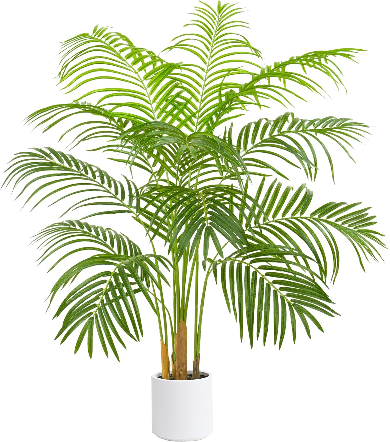 Artificial Fake Palm Tree 4FT Tropical Faux Palm Trees in Pot with 13 Trunks and Real Bark Design Areca Floor Plant Faux Palm Plant for Indoor Outdoor Home Decor