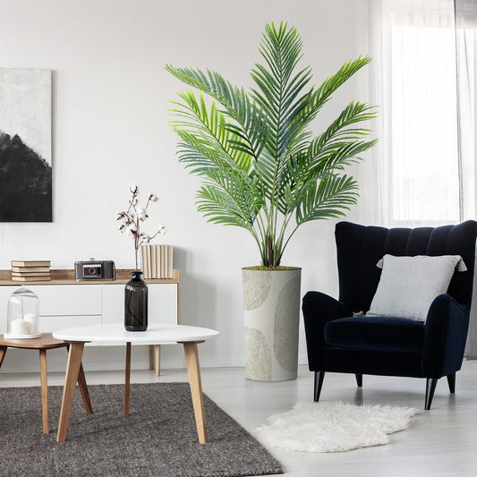 Artificial Tree in Optional Designed Pot, Fake Areca Tropical Palm Silk Tree for Indoor and Outdoor Home Decoration - 66" Overall Tall (Plant Pot Plus Tree)