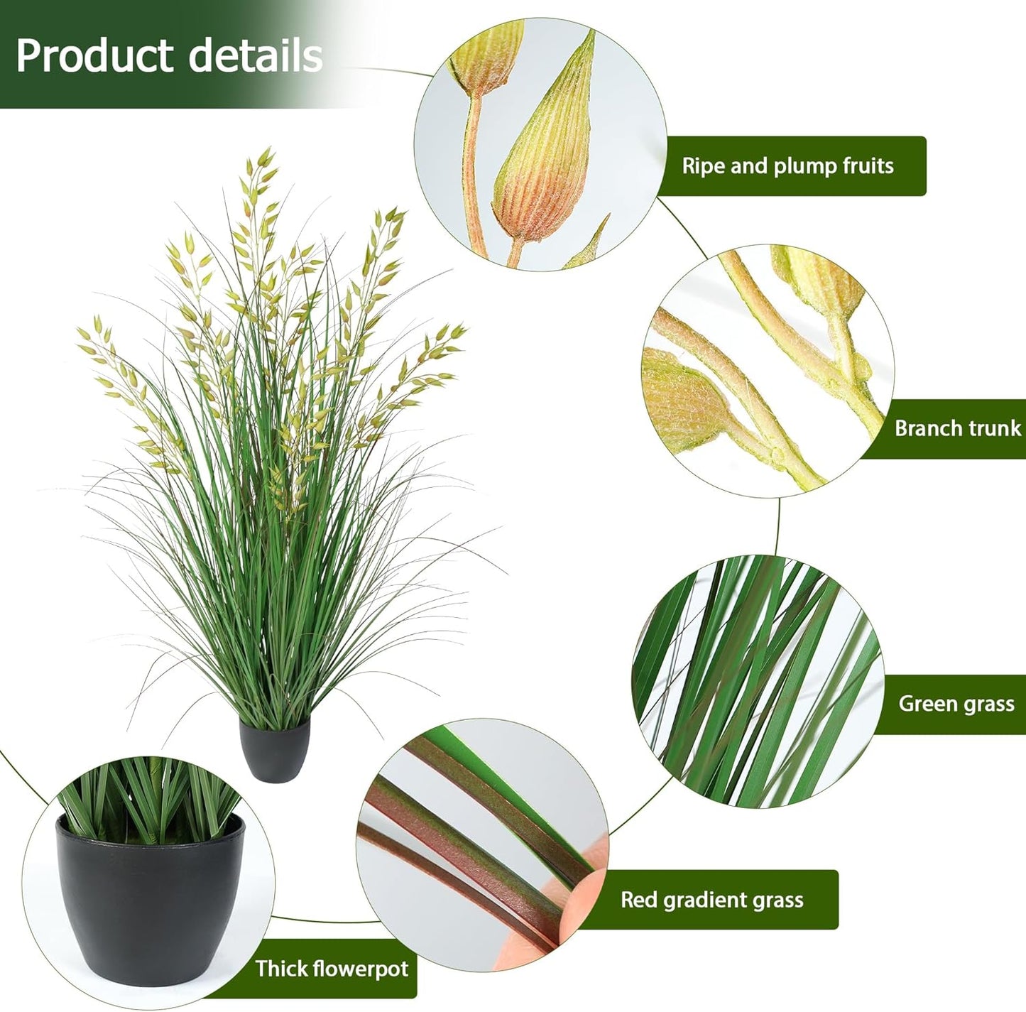 Artificial Plants Artificial Wheat Grass Faux Plants Artificial Grass Plant Fake Green Plants Tall Fake Plants Tall Suitable for Indoor Home Decor Outdoor Porch Terrace Decor（47In，1pack）