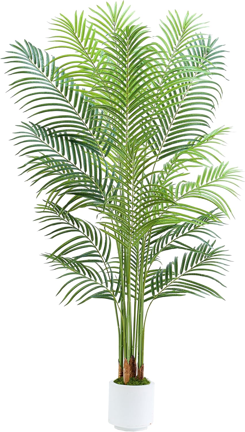 Artificial Fake Palm Tree 4FT Tropical Faux Palm Trees in Pot with 13 Trunks and Real Bark Design Areca Floor Plant Faux Palm Plant for Indoor Outdoor Home Decor
