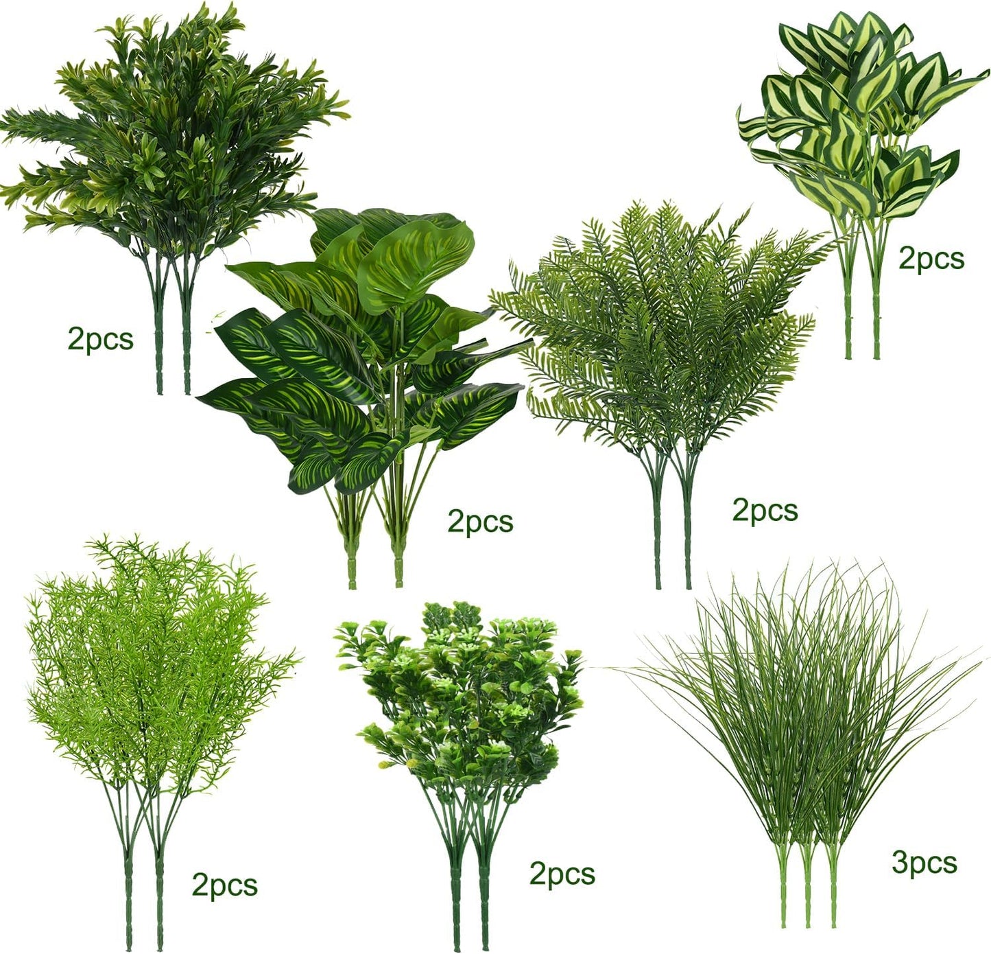 15Pcs Outdoor Artificial Plants UV Resistant Fake Plastic Greenery Spring Grass for Outside Yard Front Porch Patio Window Box Planter Basket Decor (Yellow Green)