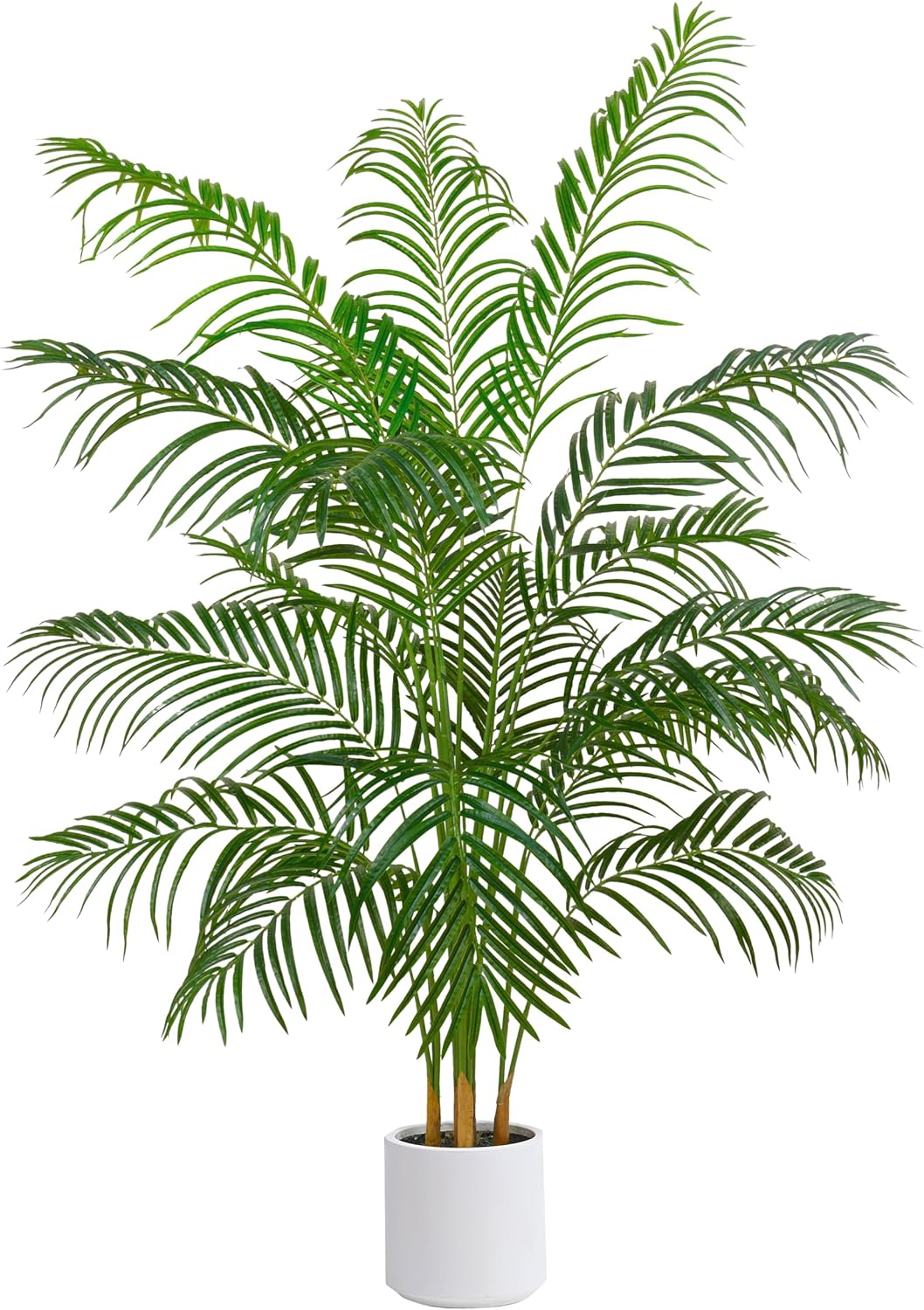 Artificial Fake Palm Tree 4FT Tropical Faux Palm Trees in Pot with 13 Trunks and Real Bark Design Areca Floor Plant Faux Palm Plant for Indoor Outdoor Home Decor
