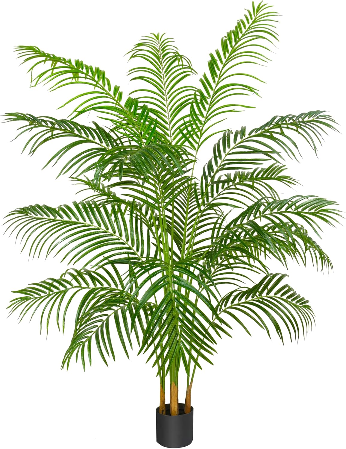Artificial Fake Palm Tree 4FT Tropical Faux Palm Trees in Pot with 13 Trunks and Real Bark Design Areca Floor Plant Faux Palm Plant for Indoor Outdoor Home Decor